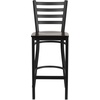 image:imageFlash Furniture Hercules Series Ladder Back Metal Restaurant Barstool Modern Upholstered Armless Bar Height Chair for Restaurants and Kitchens BlackWalnut Wood SeatBlack Metal Frame