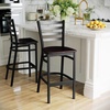 image:imageFlash Furniture Hercules Series Ladder Back Metal Restaurant Barstool Modern Upholstered Armless Bar Height Chair for Restaurants and Kitchens BlackWalnut Wood SeatBlack Metal Frame