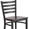 image:imageFlash Furniture Hercules Series Ladder Back Metal Restaurant Barstool Modern Upholstered Armless Bar Height Chair for Restaurants and Kitchens BlackWalnut Wood SeatBlack Metal Frame