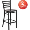 image:imageFlash Furniture Hercules Series Ladder Back Metal Restaurant Barstool Modern Upholstered Armless Bar Height Chair for Restaurants and Kitchens BlackWalnut Wood SeatBlack Metal Frame