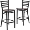 image:imageFlash Furniture Hercules Series Ladder Back Metal Restaurant Barstool Modern Upholstered Armless Bar Height Chair for Restaurants and Kitchens BlackWalnut Wood SeatBlack Metal Frame