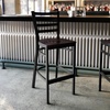 image:imageFlash Furniture Hercules Series Ladder Back Metal Restaurant Barstool Modern Upholstered Armless Bar Height Chair for Restaurants and Kitchens BlackWalnut Wood SeatBlack Metal Frame