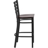 image:imageFlash Furniture Hercules Series Ladder Back Metal Restaurant Barstool Modern Upholstered Armless Bar Height Chair for Restaurants and Kitchens BlackWalnut Wood SeatBlack Metal Frame