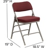 image:imageFlash Furniture Hercules Series Metal Folding Chair with Cushioned Seat Fabric Upholstered Event Chair with 300lb Static Weight Capacity GrayBurgundy FabricGray Frame