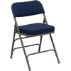 image:imageFlash Furniture Hercules Series Metal Folding Chair with Cushioned Seat Fabric Upholstered Event Chair with 300lb Static Weight Capacity GrayNavy FabricGray Frame