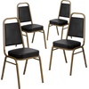 image:imageFlash Furniture Hercules Series Trapezoidal Back Stacking Banquet Chair with 25 Thick Seat in Black Fabric  Black FrameBlack VinylGold Frame
