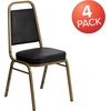 image:imageFlash Furniture Hercules Series Trapezoidal Back Stacking Banquet Chair with 25 Thick Seat in Black Fabric  Black FrameBlack VinylGold Frame