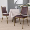 image:imageFlash Furniture Hercules Series Trapezoidal Back Stacking Banquet Chair with 25 Thick Seat in Black Fabric  Black FrameBrown VinylGold Frame