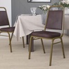 image:imageFlash Furniture Hercules Series Trapezoidal Back Stacking Banquet Chair with 25 Thick Seat in Black Fabric  Black FrameBrown VinylGold Frame