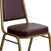 image:imageFlash Furniture Hercules Series Trapezoidal Back Stacking Banquet Chair with 25 Thick Seat in Black Fabric  Black FrameBrown VinylGold Frame