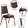image:imageFlash Furniture Hercules Series Trapezoidal Back Stacking Banquet Chair with 25 Thick Seat in Black Fabric  Black FrameBrown VinylGold Frame