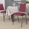 image:imageFlash Furniture Hercules Series Trapezoidal Back Stacking Banquet Chair with 25 Thick Seat in Black Fabric  Black FrameBurgundy Patterned FabricGold Frame