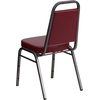 image:imageFlash Furniture Hercules Series Trapezoidal Back Stacking Banquet Chair with 25 Thick Seat in Black Fabric  Black FrameBurgundy VinylSilver Vein Frame