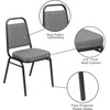 image:imageFlash Furniture Hercules Series Trapezoidal Back Stacking Banquet Chair with 25 Thick Seat in Black Fabric  Black FrameGray FabricSilver Vein Frame