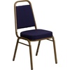 image:imageFlash Furniture Hercules Series Trapezoidal Back Stacking Banquet Chair with 25 Thick Seat in Black Fabric  Black FrameNavy Patterned FabricGold Frame
