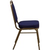 image:imageFlash Furniture Hercules Series Trapezoidal Back Stacking Banquet Chair with 25 Thick Seat in Black Fabric  Black FrameNavy Patterned FabricGold Frame