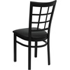 image:imageFlash Furniture Hercules Series Window Back Metal Restaurant Chair Modern Upholstered Armless Dining Chair for Restaurants and Kitchens BlackBlack Vinyl SeatBlack Metal Frame