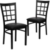 image:imageFlash Furniture Hercules Series Window Back Metal Restaurant Chair Modern Upholstered Armless Dining Chair for Restaurants and Kitchens BlackBlack Vinyl SeatBlack Metal Frame