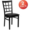 image:imageFlash Furniture Hercules Series Window Back Metal Restaurant Chair Modern Upholstered Armless Dining Chair for Restaurants and Kitchens BlackBlack Vinyl SeatBlack Metal Frame