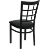 image:imageFlash Furniture Hercules Series Window Back Metal Restaurant Chair Modern Upholstered Armless Dining Chair for Restaurants and Kitchens BlackBlack Vinyl SeatBlack Metal Frame