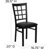 image:imageFlash Furniture Hercules Series Window Back Metal Restaurant Chair Modern Upholstered Armless Dining Chair for Restaurants and Kitchens BlackBlack Vinyl SeatBlack Metal Frame