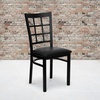 image:imageFlash Furniture Hercules Series Window Back Metal Restaurant Chair Modern Upholstered Armless Dining Chair for Restaurants and Kitchens BlackBlack Vinyl SeatBlack Metal Frame