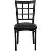 image:imageFlash Furniture Hercules Series Window Back Metal Restaurant Chair Modern Upholstered Armless Dining Chair for Restaurants and Kitchens BlackBlack Vinyl SeatBlack Metal Frame