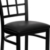 image:imageFlash Furniture Hercules Series Window Back Metal Restaurant Chair Modern Upholstered Armless Dining Chair for Restaurants and Kitchens BlackBlack Vinyl SeatBlack Metal Frame