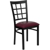 image:imageFlash Furniture Hercules Series Window Back Metal Restaurant Chair Modern Upholstered Armless Dining Chair for Restaurants and Kitchens BlackBurgundy Vinyl SeatBlack Metal Frame