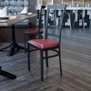 image:imageFlash Furniture Hercules Series Window Back Metal Restaurant Chair Modern Upholstered Armless Dining Chair for Restaurants and Kitchens BlackBurgundy Vinyl SeatBlack Metal Frame
