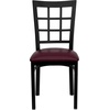 image:imageFlash Furniture Hercules Series Window Back Metal Restaurant Chair Modern Upholstered Armless Dining Chair for Restaurants and Kitchens BlackBurgundy Vinyl SeatBlack Metal Frame