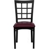 image:imageFlash Furniture Hercules Series Window Back Metal Restaurant Chair Modern Upholstered Armless Dining Chair for Restaurants and Kitchens BlackBurgundy Vinyl SeatBlack Metal Frame