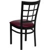 image:imageFlash Furniture Hercules Series Window Back Metal Restaurant Chair Modern Upholstered Armless Dining Chair for Restaurants and Kitchens BlackBurgundy Vinyl SeatBlack Metal Frame