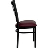 image:imageFlash Furniture Hercules Series Window Back Metal Restaurant Chair Modern Upholstered Armless Dining Chair for Restaurants and Kitchens BlackBurgundy Vinyl SeatBlack Metal Frame