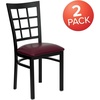 image:imageFlash Furniture Hercules Series Window Back Metal Restaurant Chair Modern Upholstered Armless Dining Chair for Restaurants and Kitchens BlackBurgundy Vinyl SeatBlack Metal Frame