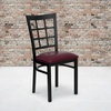image:imageFlash Furniture Hercules Series Window Back Metal Restaurant Chair Modern Upholstered Armless Dining Chair for Restaurants and Kitchens BlackBurgundy Vinyl SeatBlack Metal Frame