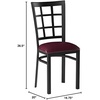 image:imageFlash Furniture Hercules Series Window Back Metal Restaurant Chair Modern Upholstered Armless Dining Chair for Restaurants and Kitchens BlackBurgundy Vinyl SeatBlack Metal Frame