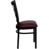 image:imageFlash Furniture Hercules Series Window Back Metal Restaurant Chair Modern Upholstered Armless Dining Chair for Restaurants and Kitchens BlackBurgundy Vinyl SeatBlack Metal Frame