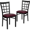 image:imageFlash Furniture Hercules Series Window Back Metal Restaurant Chair Modern Upholstered Armless Dining Chair for Restaurants and Kitchens BlackBurgundy Vinyl SeatBlack Metal Frame