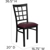 image:imageFlash Furniture Hercules Series Window Back Metal Restaurant Chair Modern Upholstered Armless Dining Chair for Restaurants and Kitchens BlackBurgundy Vinyl SeatBlack Metal Frame