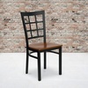 image:imageFlash Furniture Hercules Series Window Back Metal Restaurant Chair Modern Upholstered Armless Dining Chair for Restaurants and Kitchens BlackCherry Wood SeatBlack Metal Frame