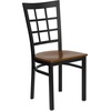 image:imageFlash Furniture Hercules Series Window Back Metal Restaurant Chair Modern Upholstered Armless Dining Chair for Restaurants and Kitchens BlackCherry Wood SeatBlack Metal Frame