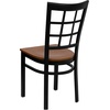 image:imageFlash Furniture Hercules Series Window Back Metal Restaurant Chair Modern Upholstered Armless Dining Chair for Restaurants and Kitchens BlackCherry Wood SeatBlack Metal Frame