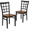 image:imageFlash Furniture Hercules Series Window Back Metal Restaurant Chair Modern Upholstered Armless Dining Chair for Restaurants and Kitchens BlackCherry Wood SeatBlack Metal Frame