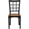 image:imageFlash Furniture Hercules Series Window Back Metal Restaurant Chair Modern Upholstered Armless Dining Chair for Restaurants and Kitchens BlackCherry Wood SeatBlack Metal Frame