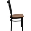 image:imageFlash Furniture Hercules Series Window Back Metal Restaurant Chair Modern Upholstered Armless Dining Chair for Restaurants and Kitchens BlackCherry Wood SeatBlack Metal Frame