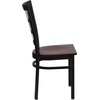 image:imageFlash Furniture Hercules Series Window Back Metal Restaurant Chair Modern Upholstered Armless Dining Chair for Restaurants and Kitchens BlackMahogany Wood SeatBlack Metal Frame