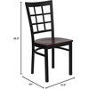 image:imageFlash Furniture Hercules Series Window Back Metal Restaurant Chair Modern Upholstered Armless Dining Chair for Restaurants and Kitchens BlackMahogany Wood SeatBlack Metal Frame