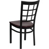 image:imageFlash Furniture Hercules Series Window Back Metal Restaurant Chair Modern Upholstered Armless Dining Chair for Restaurants and Kitchens BlackMahogany Wood SeatBlack Metal Frame