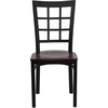 image:imageFlash Furniture Hercules Series Window Back Metal Restaurant Chair Modern Upholstered Armless Dining Chair for Restaurants and Kitchens BlackMahogany Wood SeatBlack Metal Frame